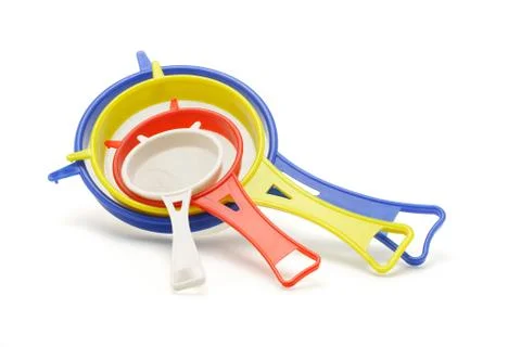 Multicolor kitchen sieves Stock Photos