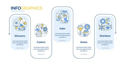 Multicolor knowledge management layout with linear icons Stock Illustration