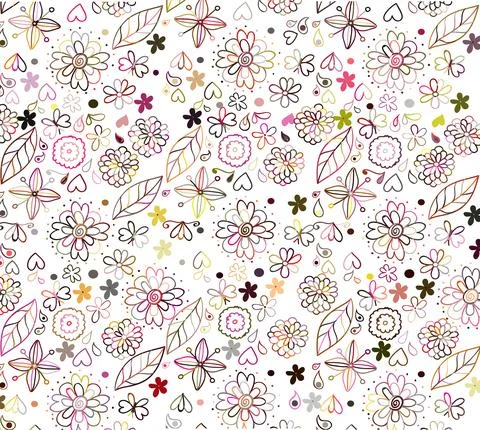 Multicolor Leafy Floral Pattern Vector Illustration Stock Illustration