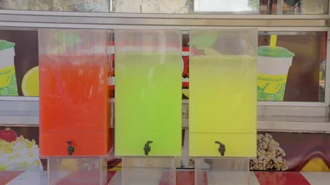 Multicolor lemonade dispensers Stock Footage 288050350