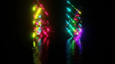Multicolor Lighting Mirror Effect Background VJ Loop in 4K Stock Footage 248056458