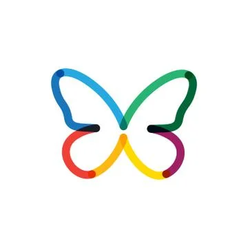 Multicolor linear abstract butterfly.Logo design butterfly. Stock vector Illustrazione stock