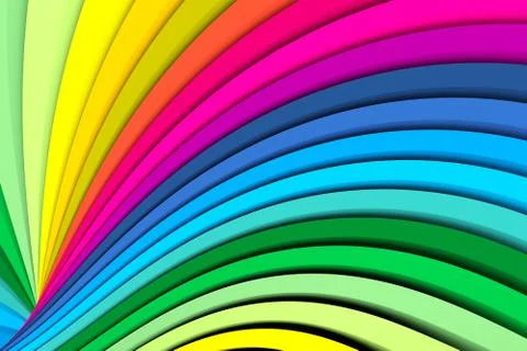 Multicolor lines waves abstract background 3D illustration Stock Illustration