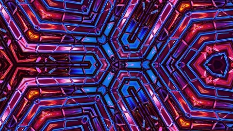 Multicolor liquid glass in kaleidoscopic structure with waves. 3D stylish Stock Footage 147558138