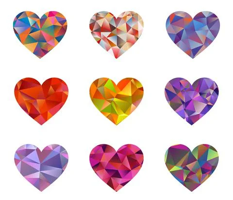 Multicolor Lowpoly Heart Vector Illustration Stock Illustration