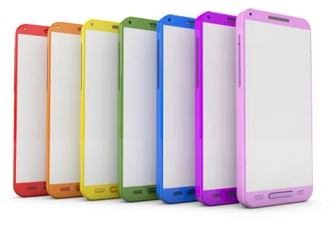 Multicolor mobile phone on a white background Stock Illustration