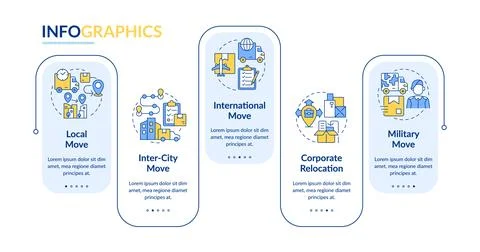 Multicolor moving service layout with linear icon concept Illustrazione stock