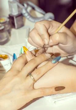 Multicolor nail polish Stock Photos