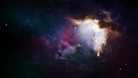 Multicolor Nebula in starry deep space Stock Illustration