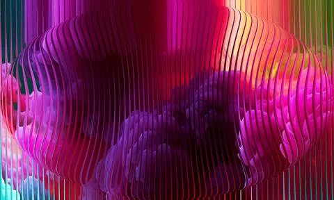 Multicolor neon abstract background with 3D spherical oval shape, vertical .. 库存插图