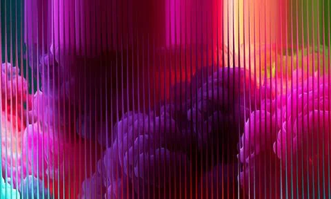Multicolor neon abstract background with vertical slat glass texture and co.. Stock Illustration