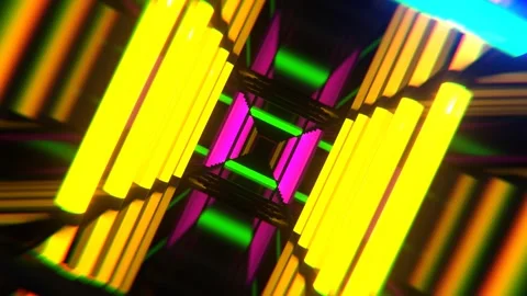 Multicolor Neon Abstract Strobe Hallway Background VJ Loop l 4K Stock Footage 303566485