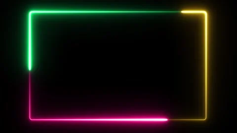 Multicolor neon effect rectangle frame line seamless looping video. Square .. Stock Footage 289426891