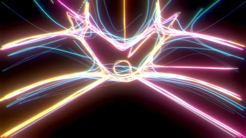 Multicolor Neon Glitch Flow Radial Lines Stock Footage 326723069