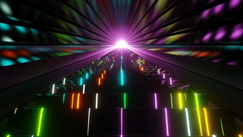 Multicolor Neon Glow Stairs Background VJ Loop in 4K Stock Footage 248697295