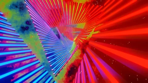 Multicolor Neon Glowing Sci-Fi Triangular Dimension Background VJ Loop in 4K Stock Footage 247396475