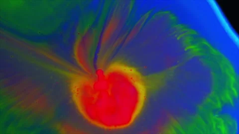 Multicolor Neon Ink Splatter Spreading from the Center. Acid Fluid art Stock-Footage 274596686