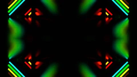 Multicolor Neon Light Elements Kaleidoscope Background VJ Loop in 4K Stock Footage 327556388