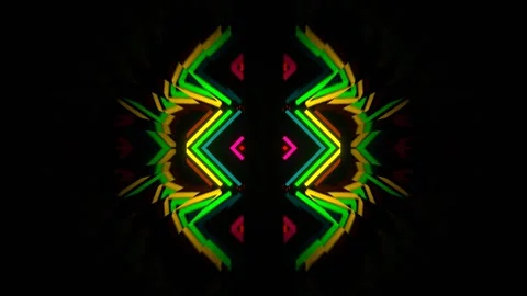 Multicolor Neon Light Elements Mirror Tunnel Background VJ Loop in 4K Stock Footage 310838497