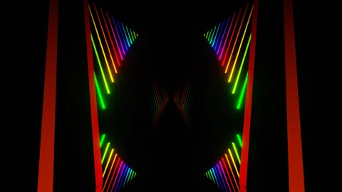 Multicolor Neon Lines Drop in Mirror Corridor Background VJ Loop in 4K Stock Footage 310957537