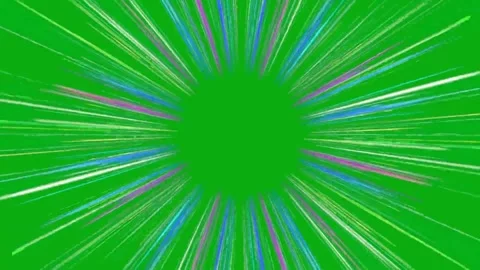 Multicolor neon radial action lines animated on green screen action manga Stock Footage 335218029