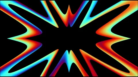 Multicolor neon radial burst loop animation on black background 動画素材 334344646