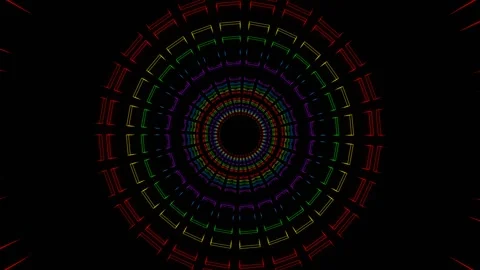 Multicolor Neon Square Elements Tunnel Background VJ Loop in 4K Stock Footage 322648284