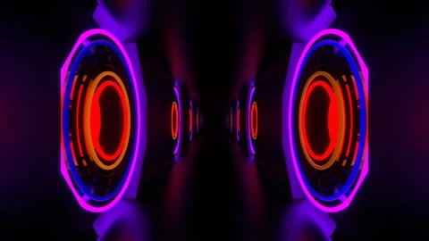 Multicolor Neon Strobe Rings in Tunnel Background VJ Loop in 4K Video stock 277942624