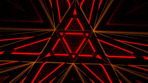 Multicolor Neon Triangular Mirror Tunnel Background VJ Loop in 4K Stock Footage 341803307