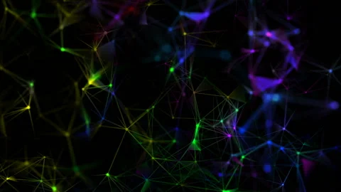 Multicolor network. Place for text.Blue plexus and lightning abstract technology Stock Footage 95294895
