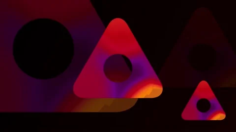 Multicolor Oil slick texture rotating triangular shape background Stock Footage 204728186