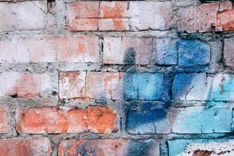 Multicolor old brick wall background Stock Photos