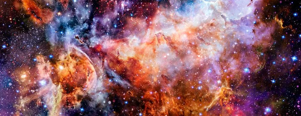 Multicolor outer space. Star field and nebula in deep space many light year.. Stock Photos