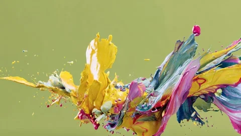Multicolor paint explosion spreads like flower petals Video stock 317072659