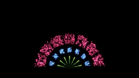 Multicolor Palm Tree Fireworks Burst with Layered Spark Arcs Video stock 321089183