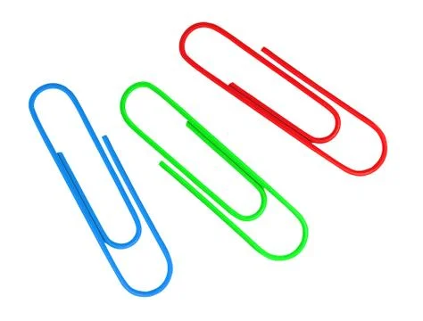 Multicolor paper clips isolated on white background Fotos Stock