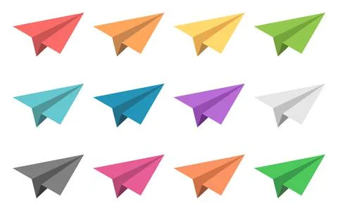 Multicolor paper planes set Stock Illustration