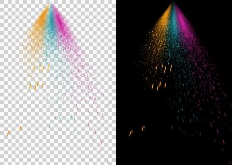Multicolor Particle Light Beam Spotlight Isolated on Transparent Background PNG Stock Illustration