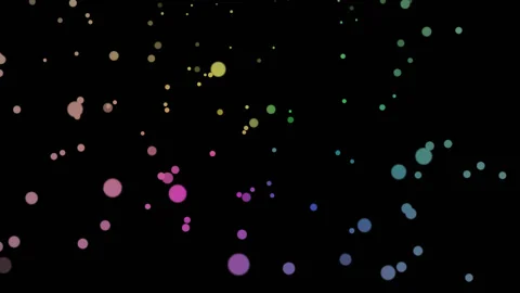 MULTICOLOR particles glowing on the black background. Black background with l Stock Footage 218576161
