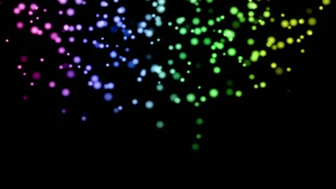 MULTICOLOR particles glowing on the black background. Black background with l Stock Footage 218577452