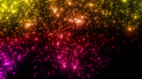 MULTICOLOR particles glowing on the black background. Black background with l Stock Footage 218579933