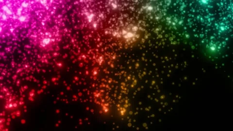 MULTICOLOR particles glowing on the black background. Black background with l Stock Footage 218580007