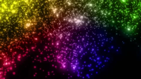 MULTICOLOR particles glowing on the black background. Black background with l Stock Footage 218580112