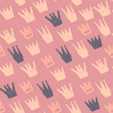 Multicolor pastel seamless pattern with crown elements. Artwork in pink, navy イラスト素材