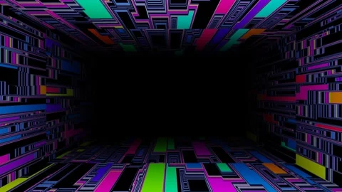 Multicolor pattern. 4k seamless looped animation. Fly through mirror tunnel with Stock Footage 223235036