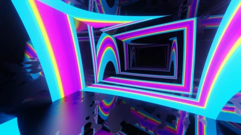 Multicolor pattern. 4k seamless looped animation. Fly through mirror tunnel with Stock Footage 281349504