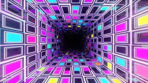 Multicolor pattern. 4k seamless looped animation. Fly through mirror tunnel with Stock Footage 281350007