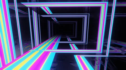 Multicolor pattern. 4k seamless looped animation. Fly through mirror tunnel with Stock Footage 282509687