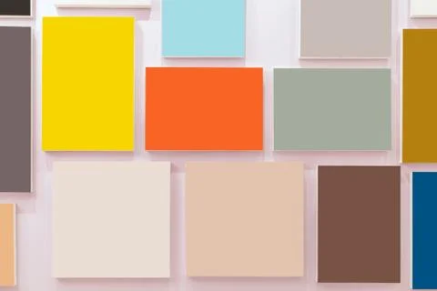 Multicolor Photo frames over the wall background, Interior gallery Stock Photos