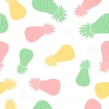 Multicolor pineapple seamless pattern design Stock Illustration